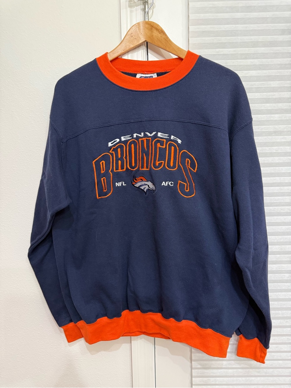 Vintage Denver Broncos Navy and Orange Crewneck Sweatshirt by NFL Team